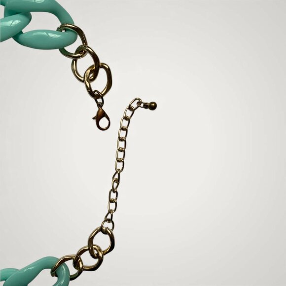 Super Chunky Pale Turquoise Plastic Necklace - Picture 3 of 3